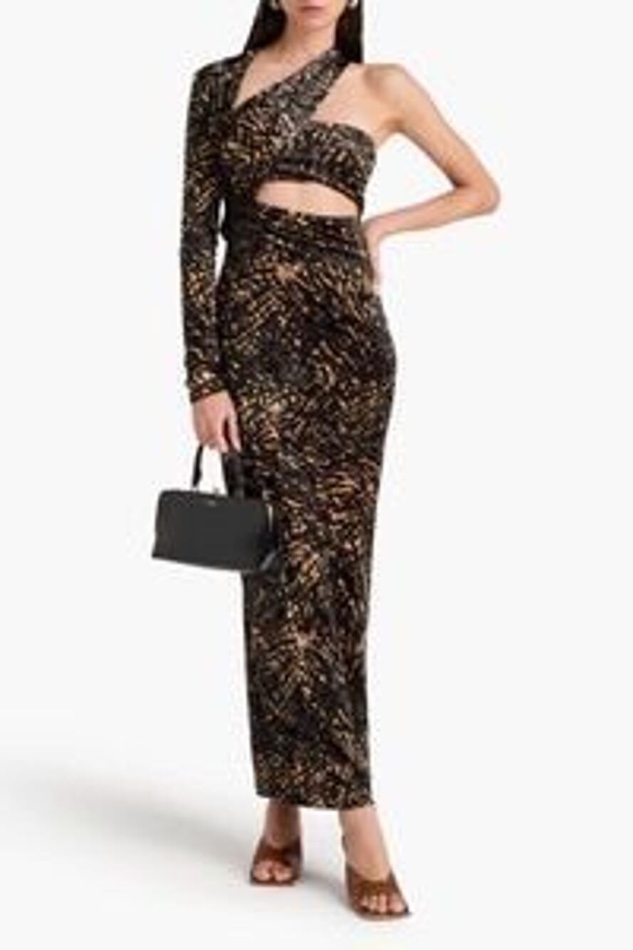 Nanushka NWT Cut-Out One Sleeve Crushed Velvet Dress Size L